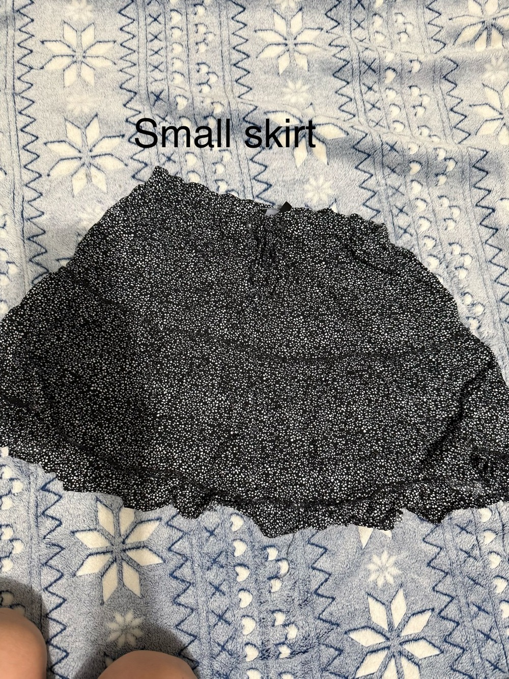 Black Micro-Print Ruffle Mini Skirt - Unbranded